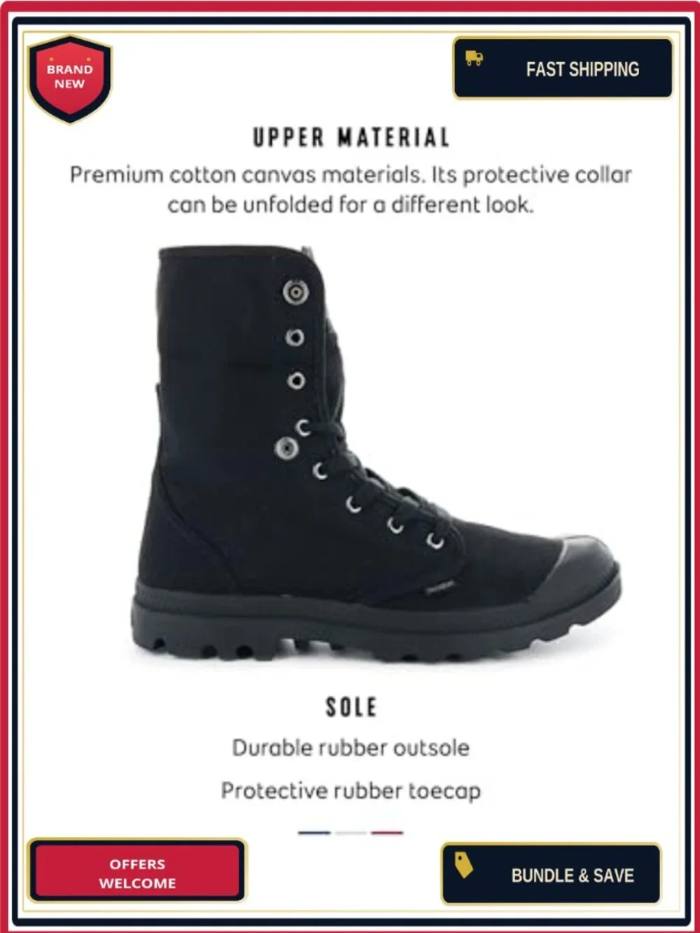 Palladium Women's Vegan Canvas Lace-Up Baggy Ankle Boot